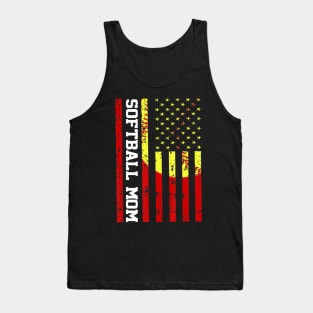 Softball Mom Team USA American Flag Vintage Mom 4th July Tank Top